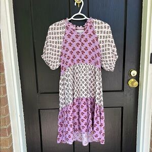 Zara Size 11-12 Floral Girls Dress in Purple and White